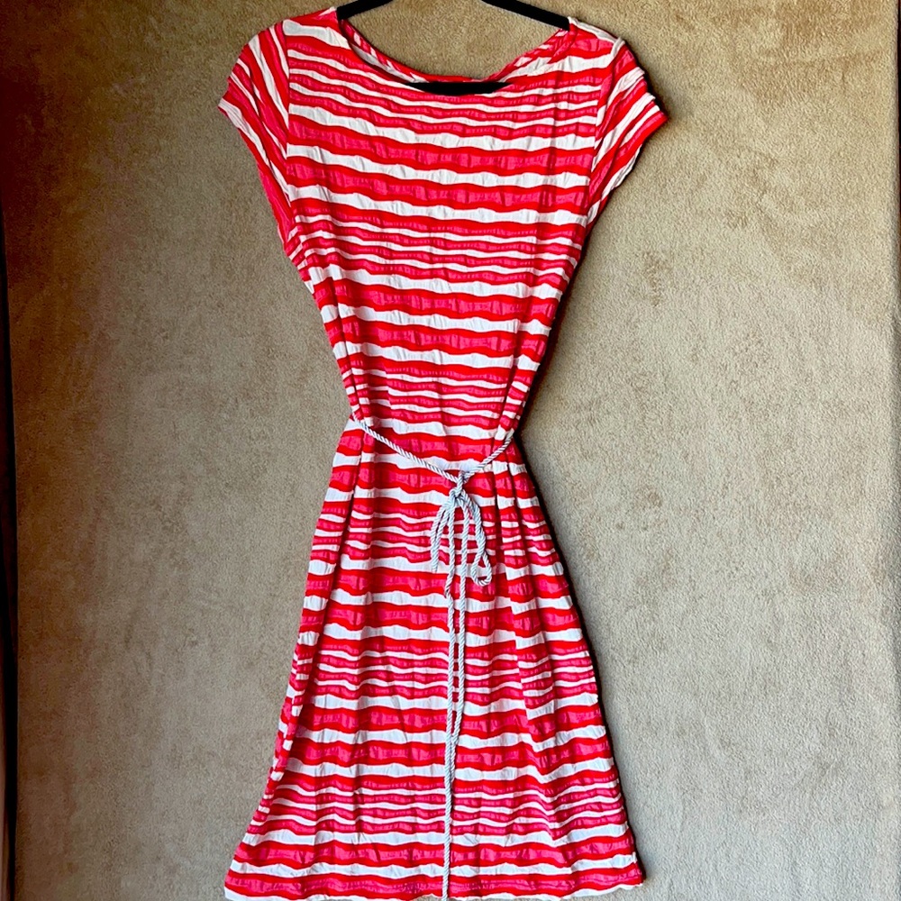 Red and white strip dress